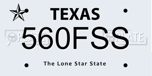 560FSS Texas License Plate