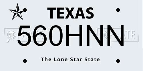 560HNN Texas License Plate