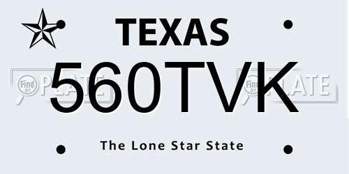 560TVK Texas License Plate