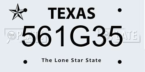 561G35 Texas License Plate