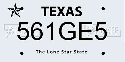 561GE5 Texas License Plate
