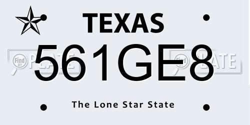 561GE8 Texas License Plate