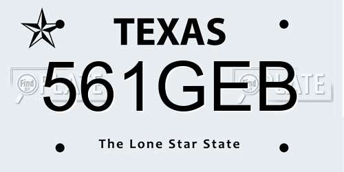 561GEB Texas License Plate