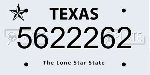 5622262 Texas License Plate