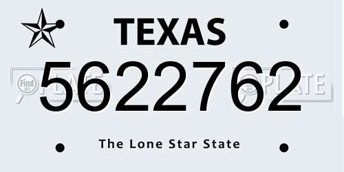 5622762 Texas License Plate