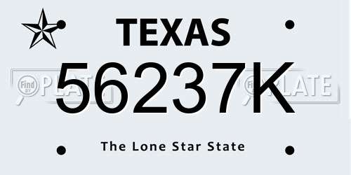 56237K Texas License Plate