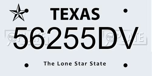 56255DV Texas License Plate