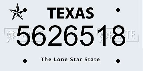 5626518 Texas License Plate