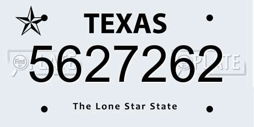 5627262 Texas License Plate