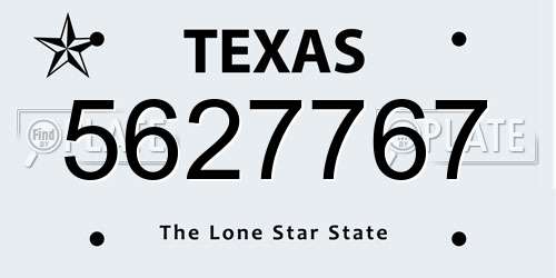 5627767 Texas License Plate
