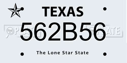 562B56 Texas License Plate