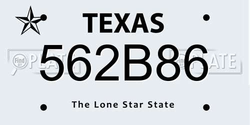 562B86 Texas License Plate