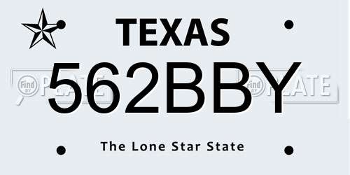562BBY Texas License Plate