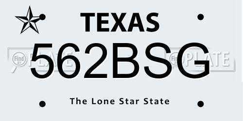 562BSG Texas License Plate