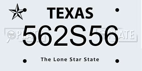 562S56 Texas License Plate