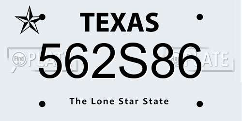 562S86 Texas License Plate