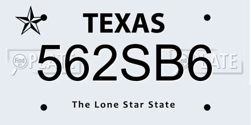 562SB6 Texas License Plate
