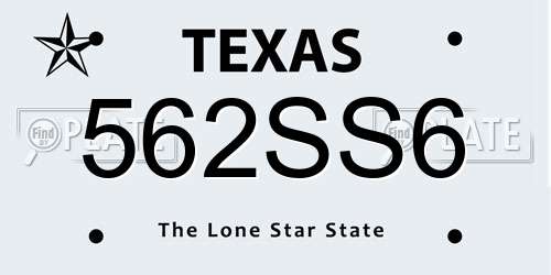 562SS6 Texas License Plate