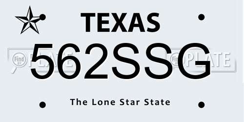 562SSG Texas License Plate