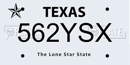562YSX Texas License Plate