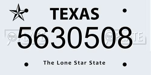 5630508 Texas License Plate