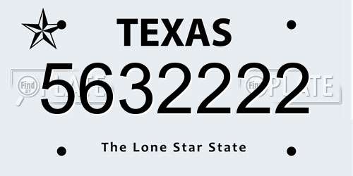 5632222 Texas License Plate