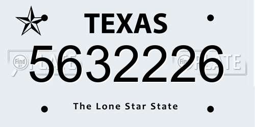 5632226 Texas License Plate