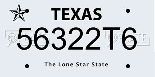 56322T6 Texas License Plate