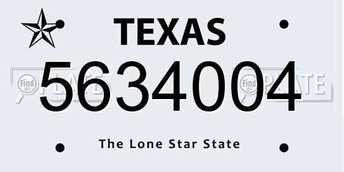 5634004 Texas License Plate