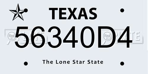 56340D4 Texas License Plate