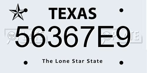 56367E9 Texas License Plate
