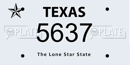 5637 Texas License Plate