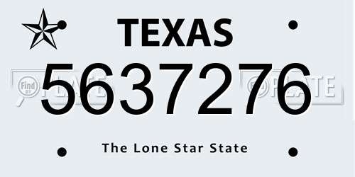 5637276 Texas License Plate