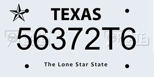 56372T6 Texas License Plate