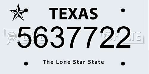 5637722 Texas License Plate