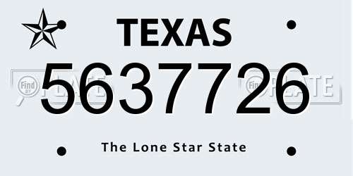 5637726 Texas License Plate