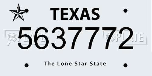 5637772 Texas License Plate