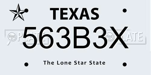 563B3X Texas License Plate