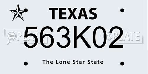 563K02 Texas License Plate