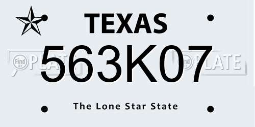 563K07 Texas License Plate