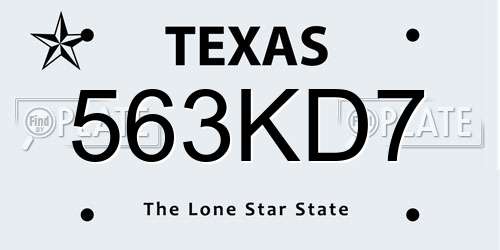 563KD7 Texas License Plate
