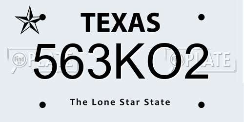 563KO2 Texas License Plate