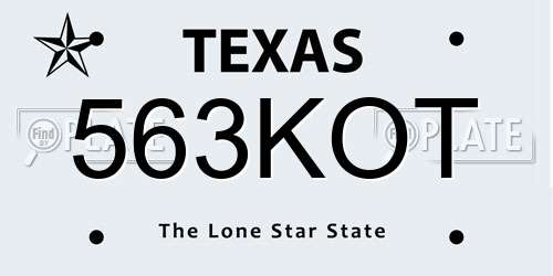 563KOT Texas License Plate