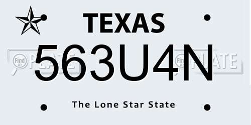 563U4N Texas License Plate