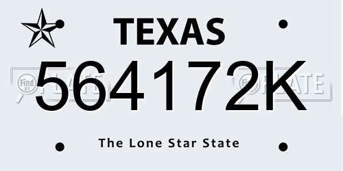 564172K Texas License Plate
