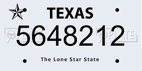 5648212 Texas License Plate