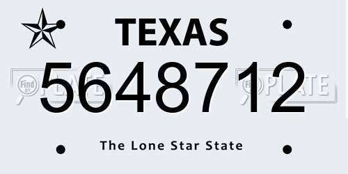 5648712 Texas License Plate