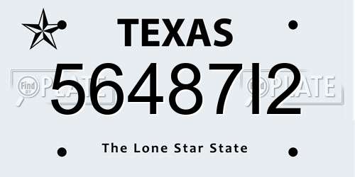 56487I2 Texas License Plate