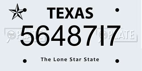 56487I7 Texas License Plate