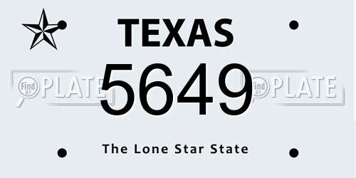 5649 Texas License Plate